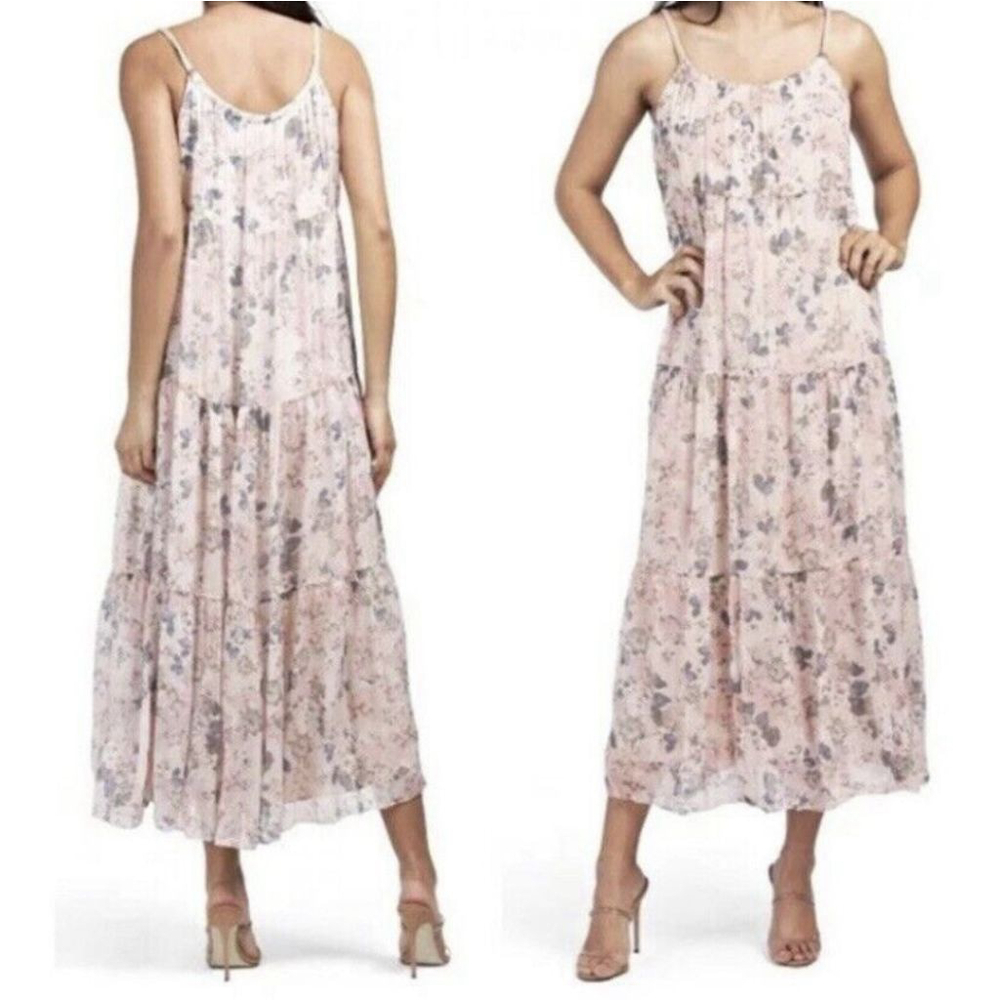Elena Baldi Floral Silk Tiered Maxi Dress